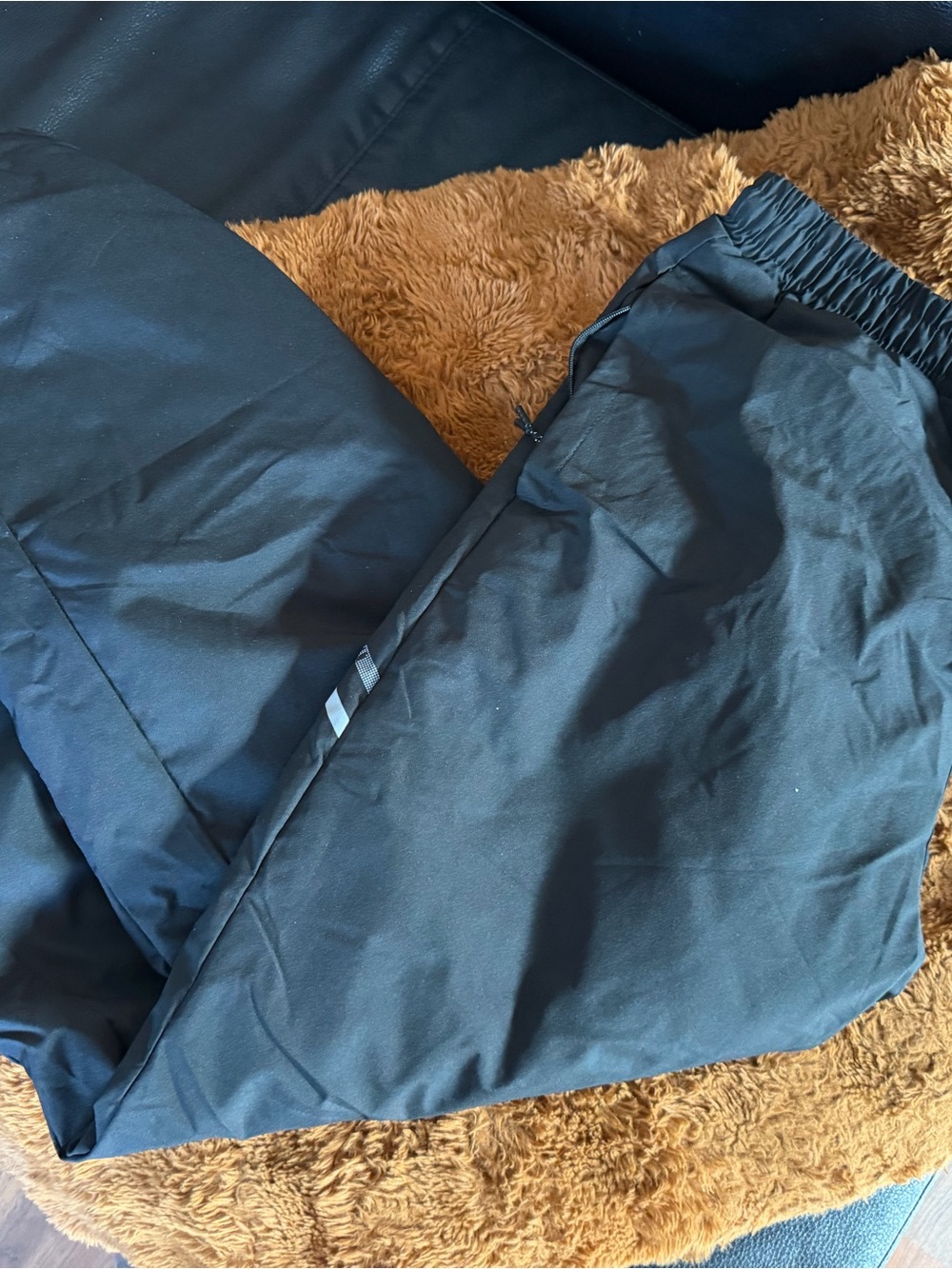 Women’s faux fur Snow Black Elastic-Waist Outdoor Pants